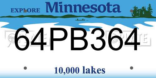 64PB364 Minnesota License Plate