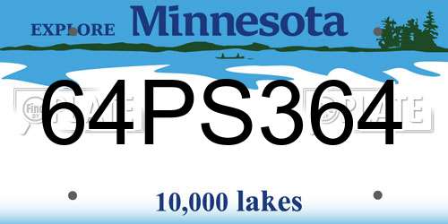 64PS364 Minnesota License Plate