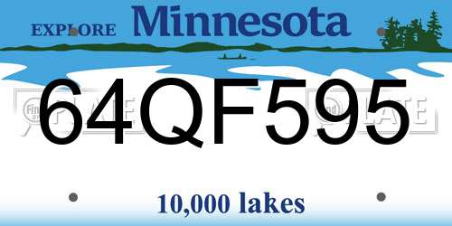 64QF595 Minnesota License Plate