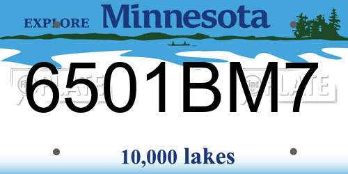 6501BM7 Minnesota License Plate
