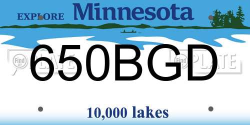 650BGD Minnesota License Plate