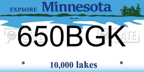 650BGK Minnesota License Plate