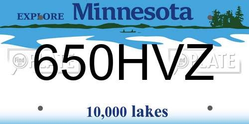 650HVZ Minnesota License Plate