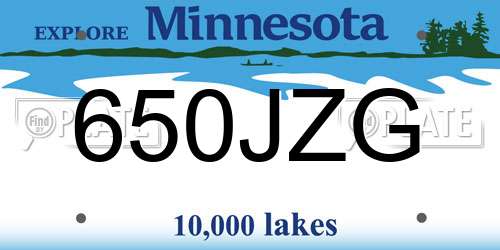 650JZG Minnesota License Plate