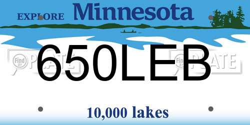 650LEB Minnesota License Plate