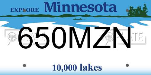 650MZN Minnesota License Plate