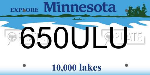 650ULU Minnesota License Plate
