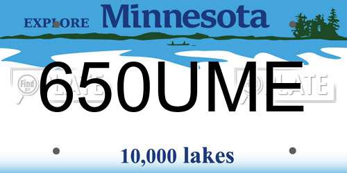 650UME Minnesota License Plate