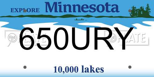 650URY Minnesota License Plate