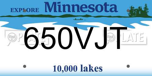 650VJT Minnesota License Plate