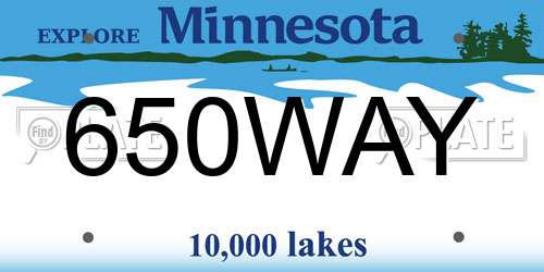 650WAY Minnesota License Plate