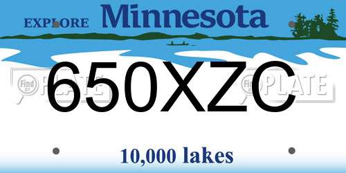 650XZC Minnesota License Plate