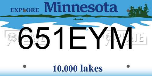 651EYM Minnesota License Plate
