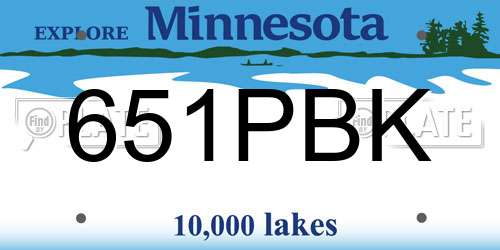 651PBK Minnesota License Plate