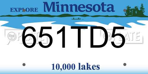 651TD5 Minnesota License Plate