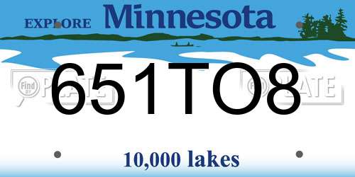 651TO8 Minnesota License Plate