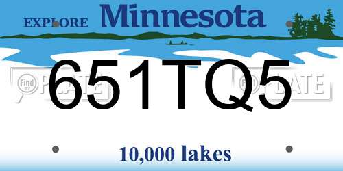651TQ5 Minnesota License Plate