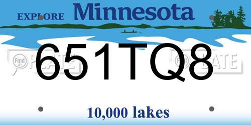 651TQ8 Minnesota License Plate
