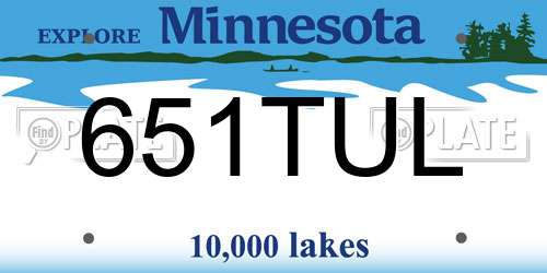 651TUL Minnesota License Plate