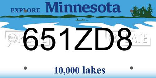 651ZD8 Minnesota License Plate