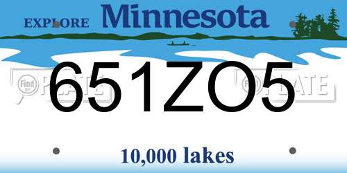 651ZO5 Minnesota License Plate
