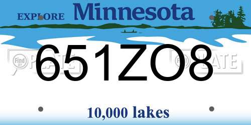 651ZO8 Minnesota License Plate