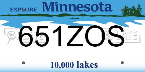651ZOS Minnesota License Plate