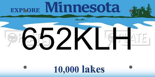 652KLH Minnesota License Plate