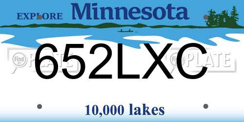 652LXC Minnesota License Plate