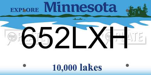 652LXH Minnesota License Plate