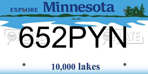 652PYN Minnesota License Plate