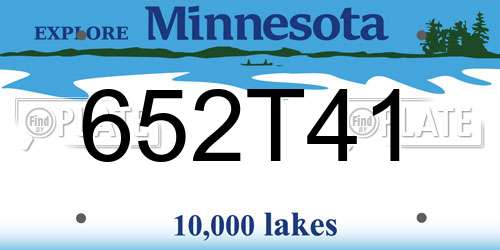 652T41 Minnesota License Plate