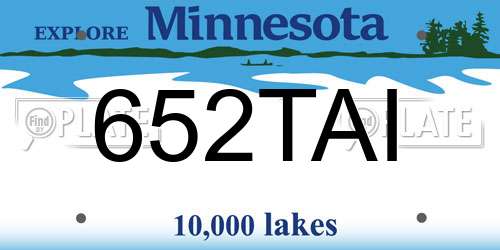 652TAI Minnesota License Plate