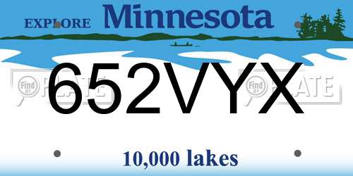 652VYX Minnesota License Plate