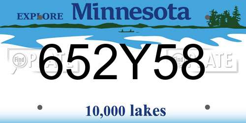 652Y58 Minnesota License Plate