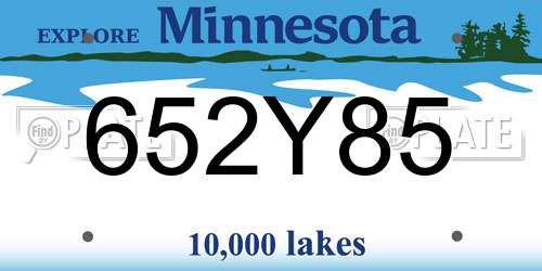 652Y85 Minnesota License Plate