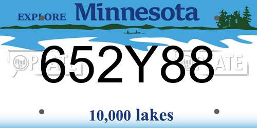652Y88 Minnesota License Plate
