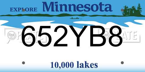 652YB8 Minnesota License Plate