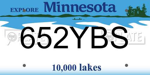 652YBS Minnesota License Plate
