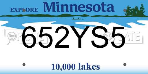 652YS5 Minnesota License Plate