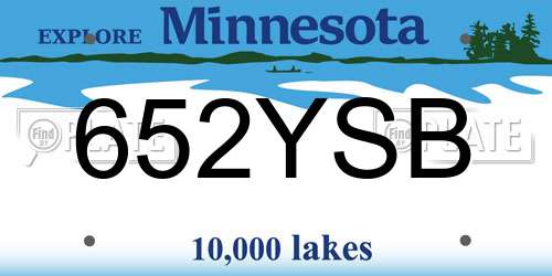 652YSB Minnesota License Plate