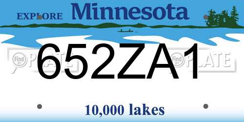 652ZA1 Minnesota License Plate