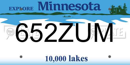 652ZUM Minnesota License Plate