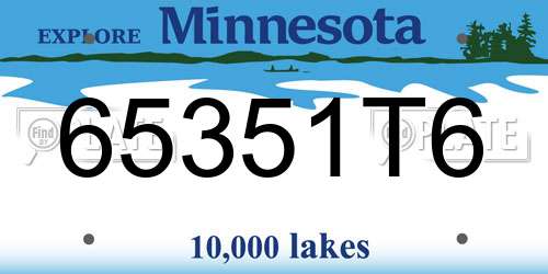 65351T6 Minnesota License Plate