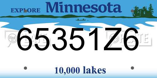 65351Z6 Minnesota License Plate