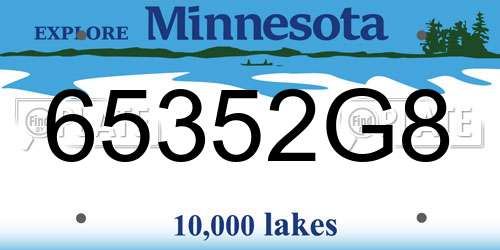 65352G8 Minnesota License Plate