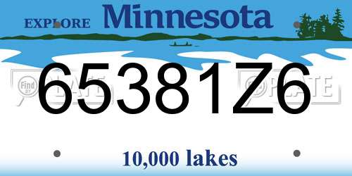 65381Z6 Minnesota License Plate