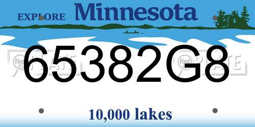 65382G8 Minnesota License Plate