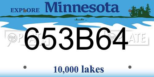 653B64 Minnesota License Plate