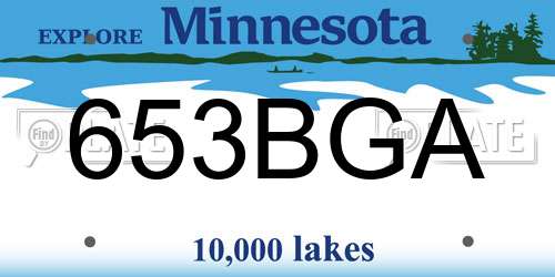 653BGA Minnesota License Plate